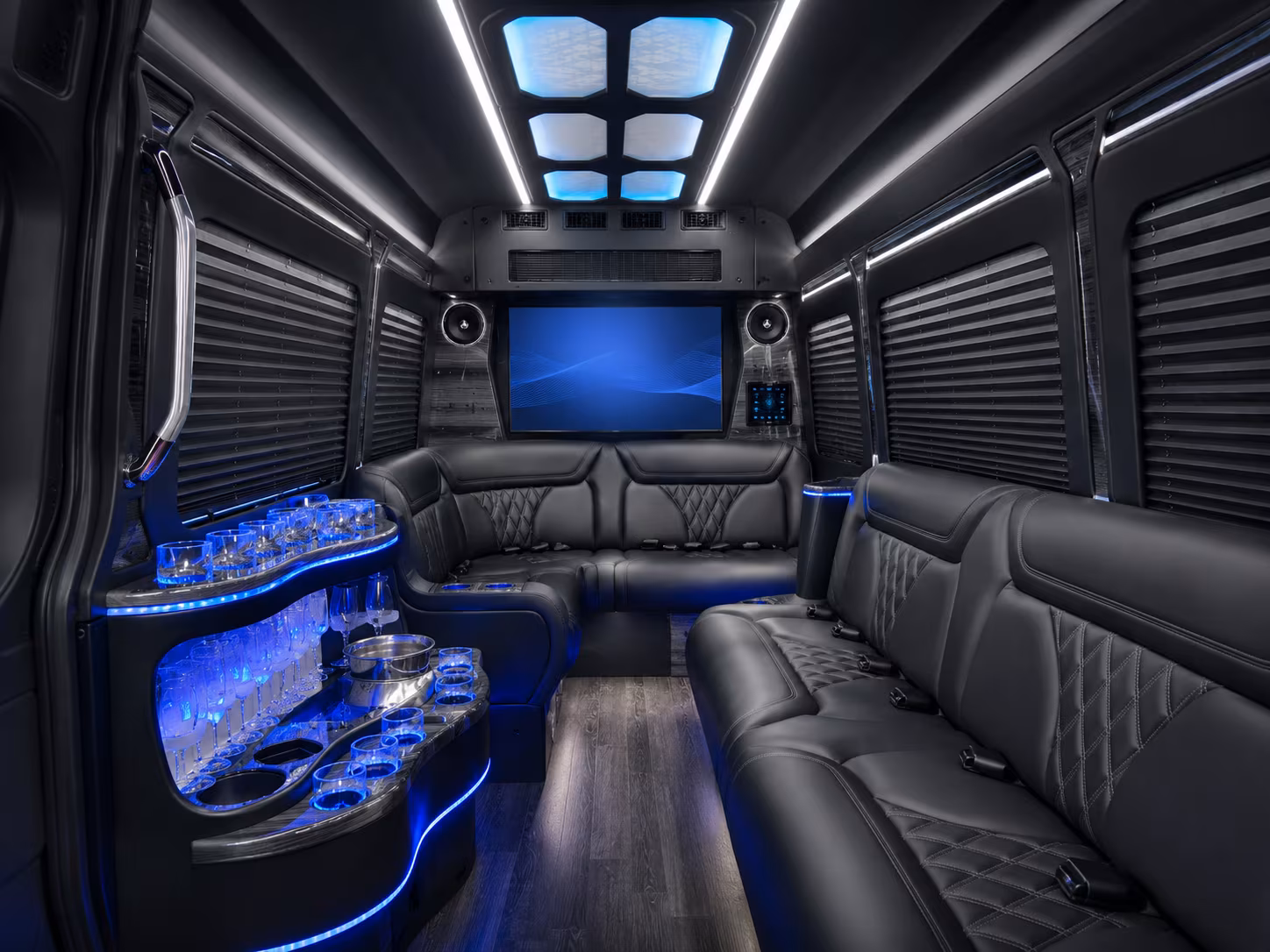 buckeye 30 passenger party bus inside